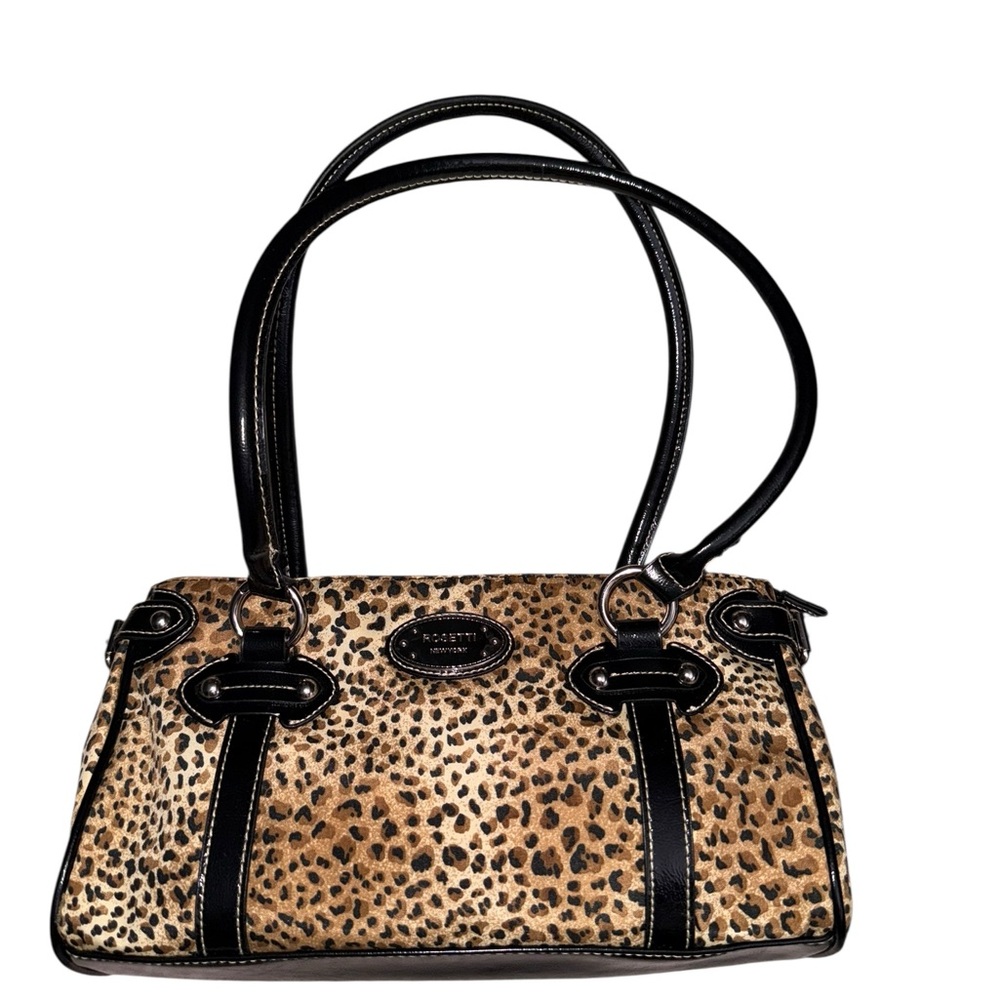 NWOT Vintage Y2K Rosetti New York Leopard Print Handbag with Black Accents